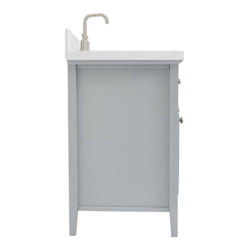 Blazier 42.25'' W Single Vanity, Gray, Oval, Right