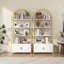 Arched Book Shelf, Bookcase With Doors Storage, 180cm Tall Bookshelf With Sturdy Metal Frame, E1 Quality Boards, Freestanding Display Shelving Unit Living Room-1496160675