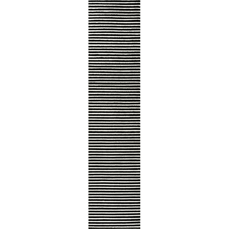 Tapis rayé noir / blanc Aarhus, Tapis de couloir 2 pi x 8 pi