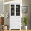 Armoire de salle de bain haute autoportante haute 70,1 po avec 2 tablettes réglables, 3 tiroirs, portes en verre-1325196202