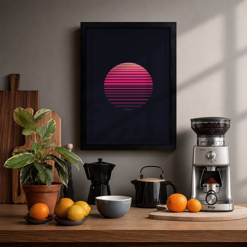 Striped Orb Modern - Framed Print, A1 - 84.1 x 59.4 cm, Black
