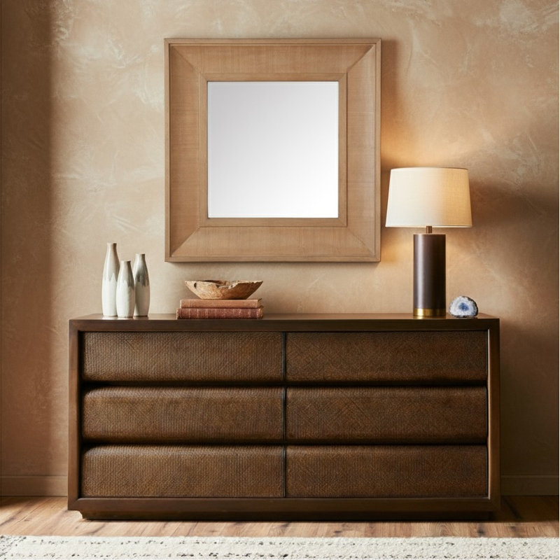 Miroir Kaya, 42,5 po x 42,5 po, Naturel, Carrée