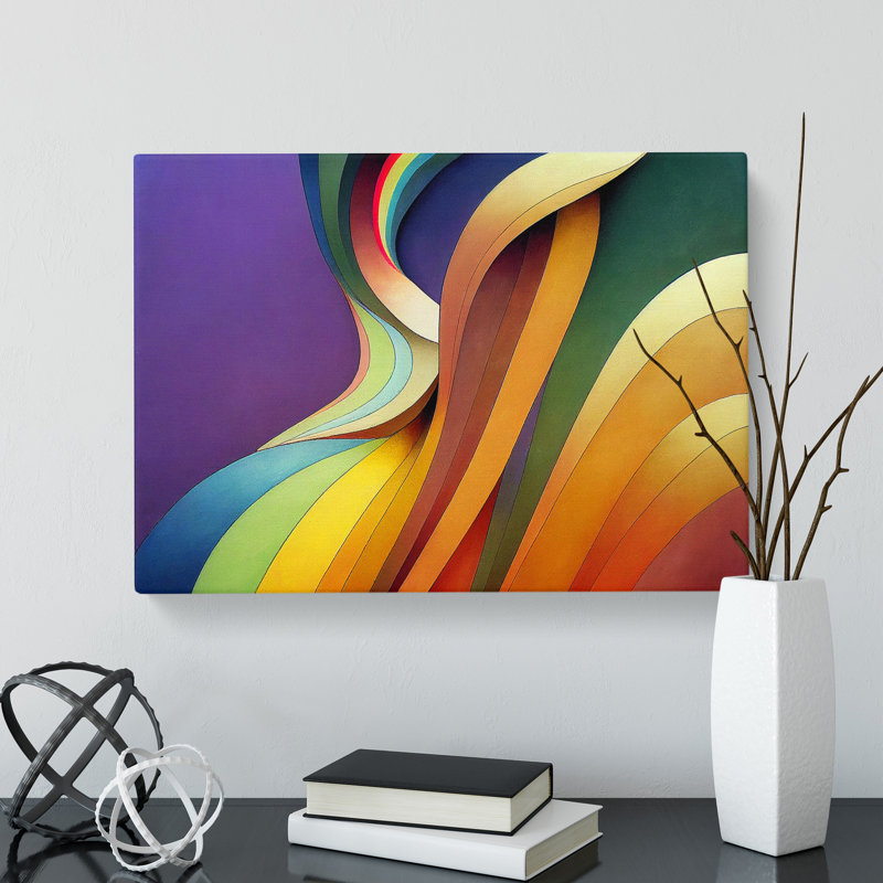 Rainbow Nouveau Abstract - Wrapped Canvas Print