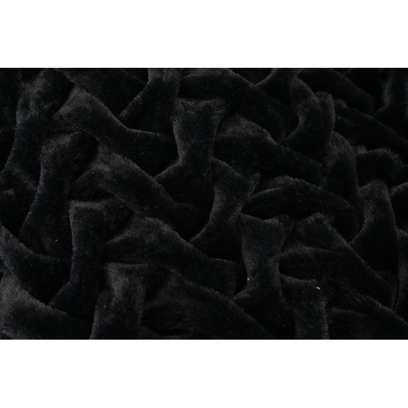 Loufie Hand Woven Throw Blanket, 50" W x 60" L, Black