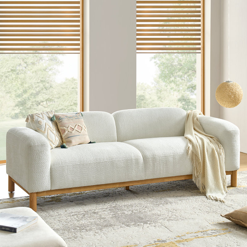 Matlin 91" Modern Boucle Sofa | Solid Wood Base