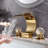 Polished Gold Bathroom Faucet 3 Holes Dual Crystal Handle Vanity Basin Mixer Tap