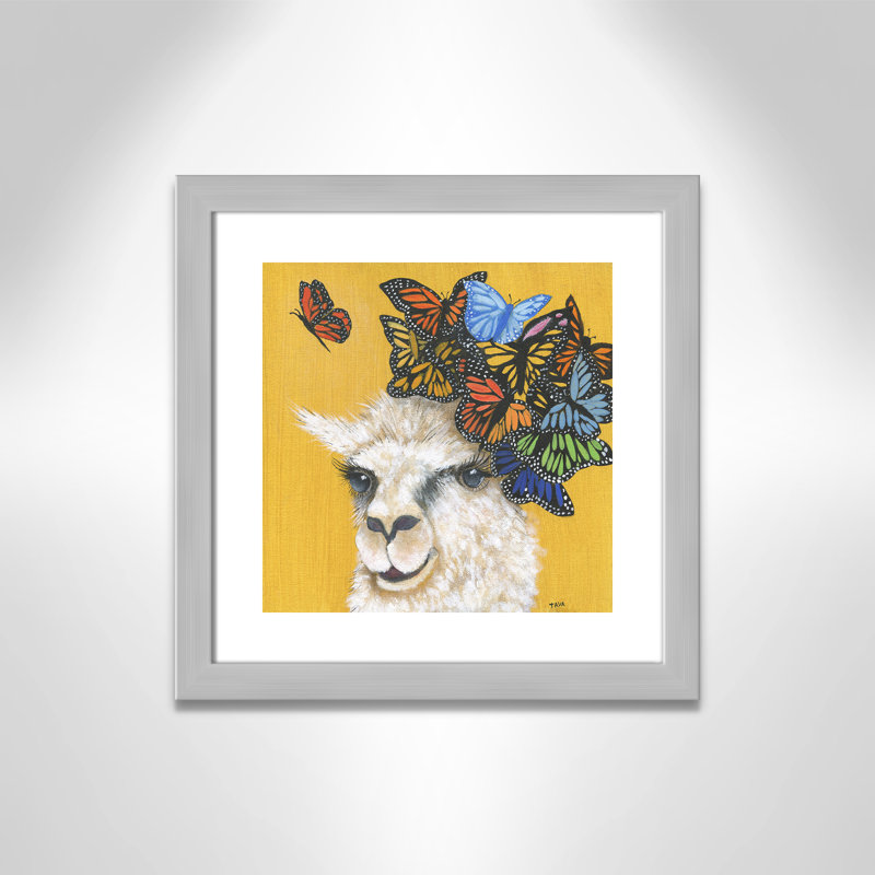 Art sur toile llama, H 18 po x l 18 po x P 0,625 po, Cadre argenté