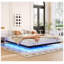 Cadre de lit flottant pour grand lit avec lumières DEL - Lit plateforme moderne en métal, sans sommier, stable et silencieux