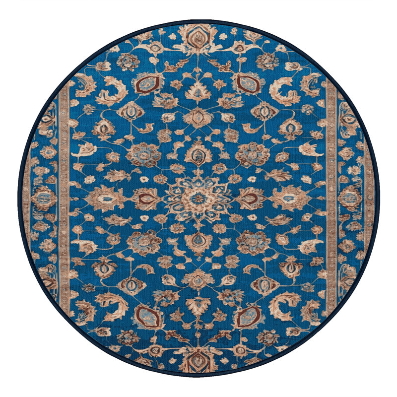 Tapis bleu Tabriz lavable à la machine
