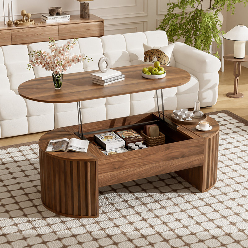 Élégante table basse Mid Century 33 po, table basse carrée unique en bois avec 3 tiroirs