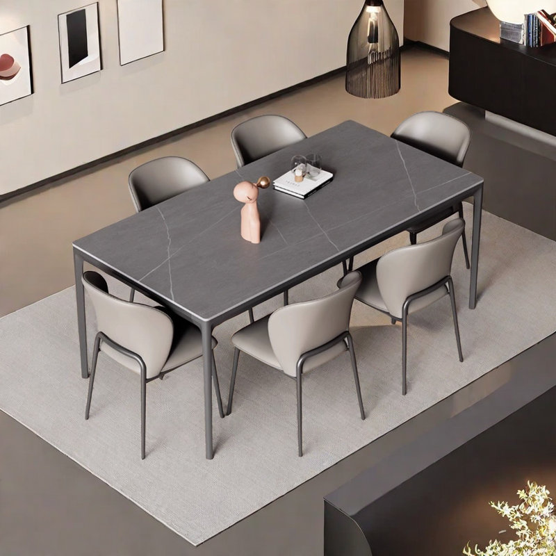 Table et chaises de salle à manger mat moderne, H 29,5 po x L 78,7 po x l 31,4 po
