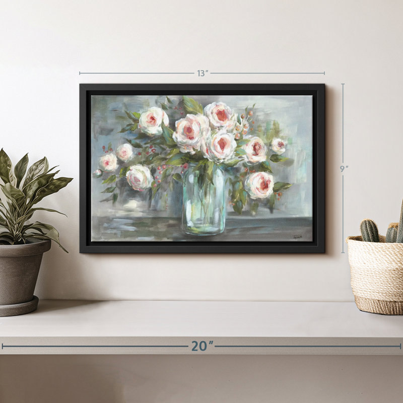 «Pink Blooms Still Life Landscape Art», H 9 po x l 13 po