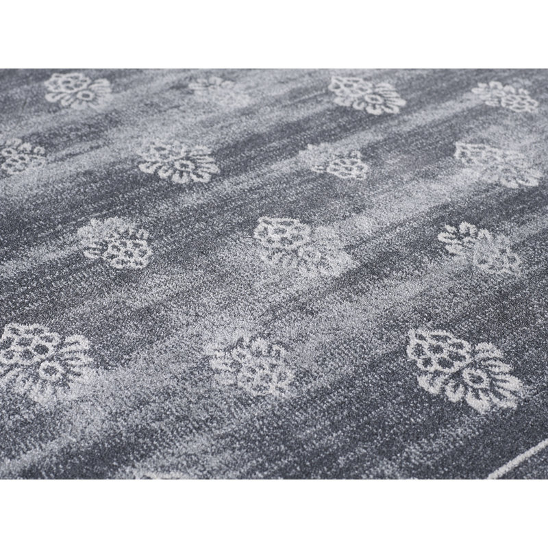 Tapis noir transitionnel Angel fabriqué à la machine - 5 pi x 7 pi, Rectangle 5 pi x 7 pi