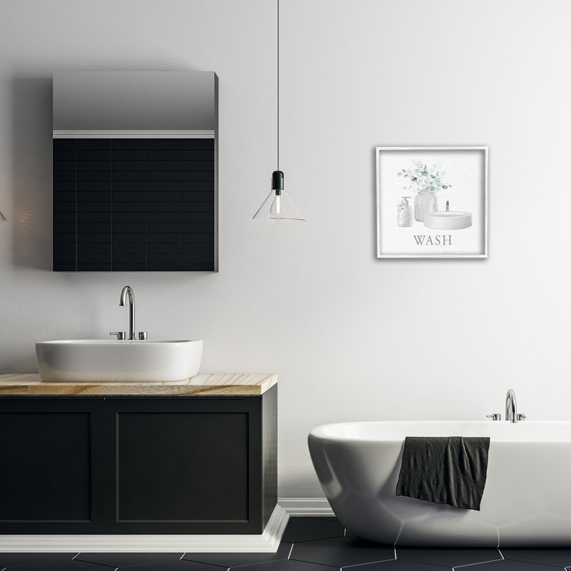 «Fresh Bathroom Sink Botanicals», art giclée encadré, design par lettré et doublé, H 17 po x l 17 po