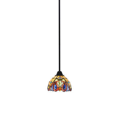 Luminaire suspendu Paramount, fini noir mat et verre d'art Lynx de 7 po