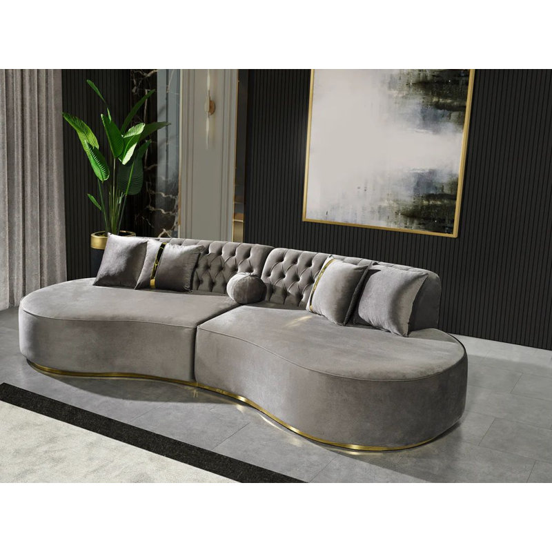 Petrisevac 2 - Piece Upholstered Sectional, Gray Velvet