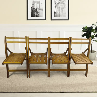 Solid Wood Folding Chair  4 Pieces  - And Appealing In Honey  4  Tone For Multiple Purposes