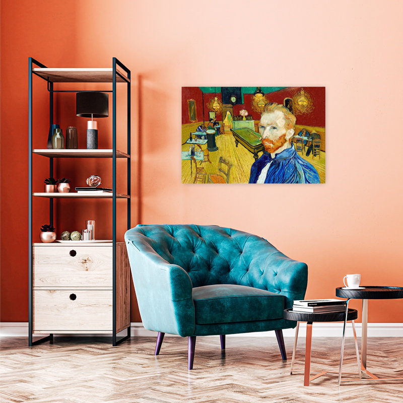 Portrait d'un café de nuit, coloré, dramatique et vibrant, impression d'art mural, 24" H x 36" W