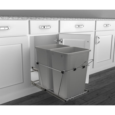 Rev-A-Shelf Double Pull Out Trash Can 35 Qt for Kitchen