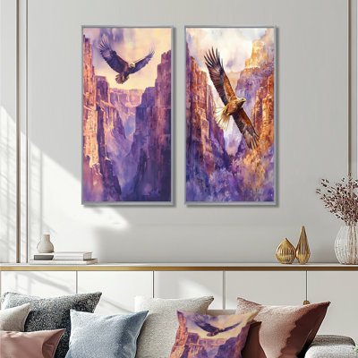 Eagle Above The Canyon I - Animals Wall Art 2 Pieces