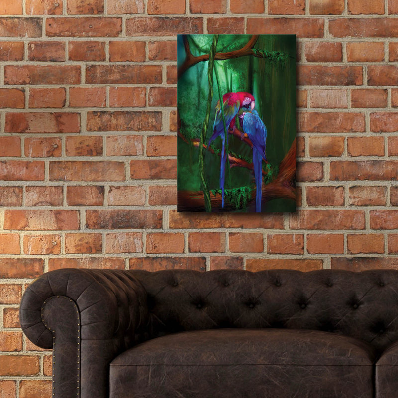 Art mural en verre Bay Isle Home ™ «Jewels Jungle» par Carol Cavalaris, H 24 po x l 16 po