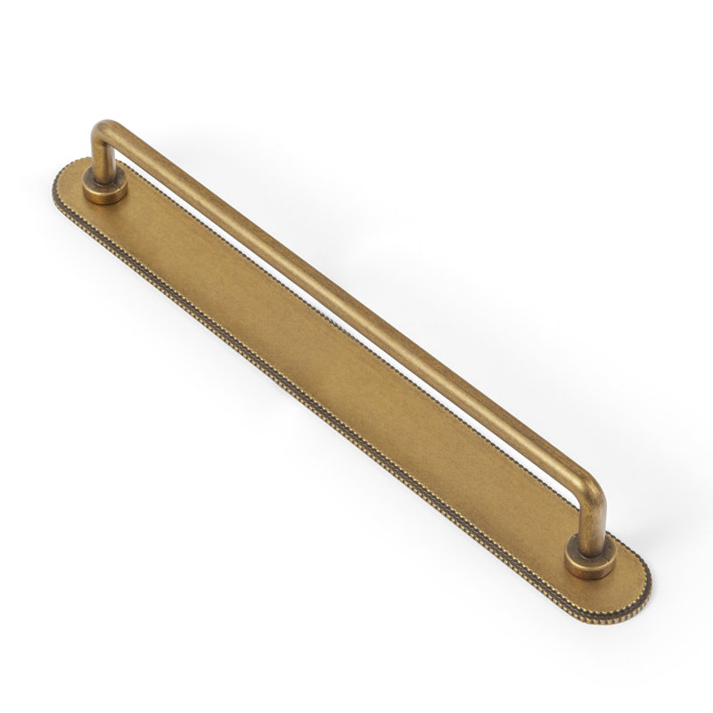 Poignée de bar élégante avec contre-plaque (G019), 7 3/5", Laiton antique