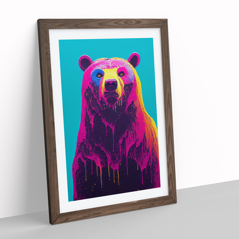 Splashed Bear No.4 Abstract - Wall Art, Walnut Framed, 64cm H x 46cm W x 2cm D, Walnut Framed