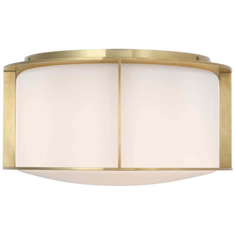 Barbara Barry Phinn 13" Flush Mount with White Glass, Soft Brass, Brass