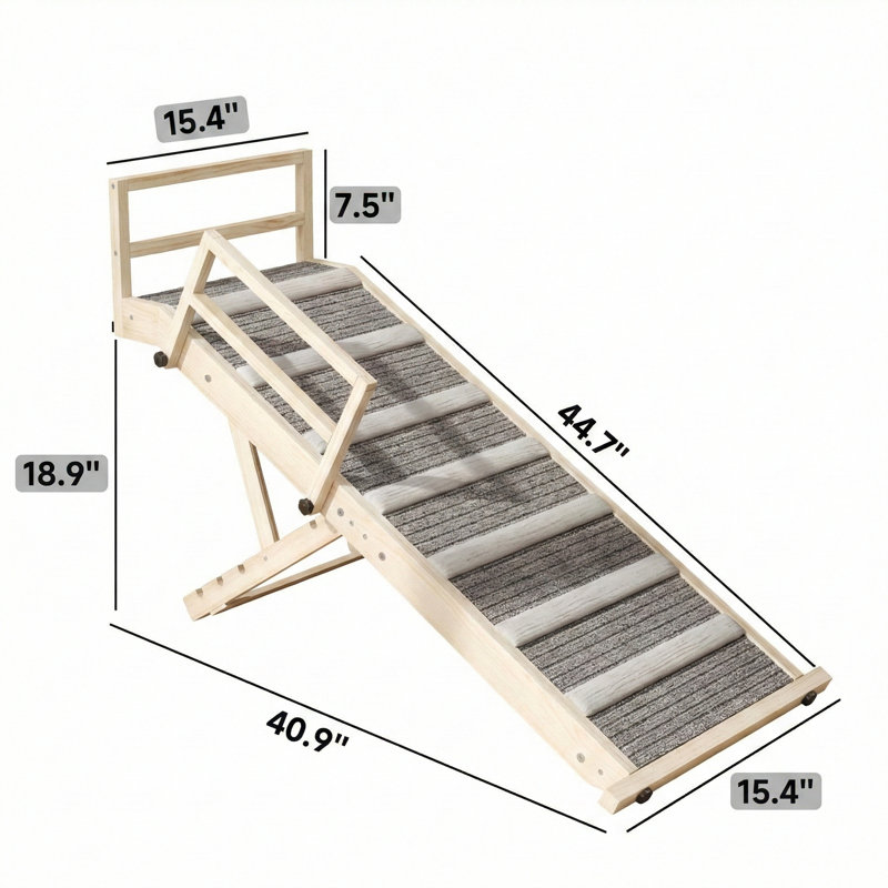 Marches canines avec rampes de sécurité latérales et fonction rampe, rampe pliable pour animaux