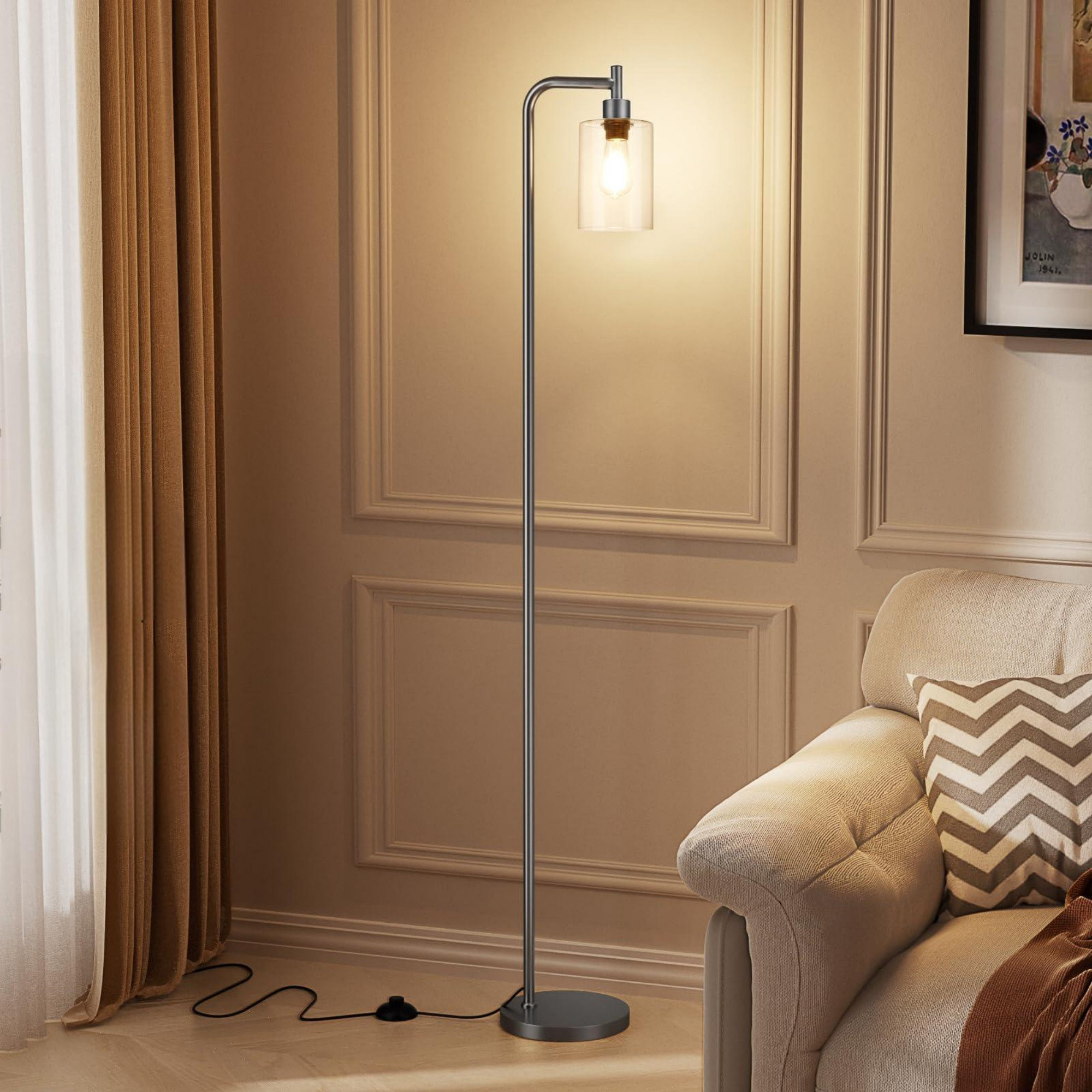 Latitude Run® LatLatitude Run® Floor Lamps For Living Room - Industrial Standing Lamp With Glass Shade, Modern White Floor Lamp With LED Bulbs, Tall Lamp For Office - 1CC5034102CB4AAD82E64A3759DC29E5 | Wayfair
