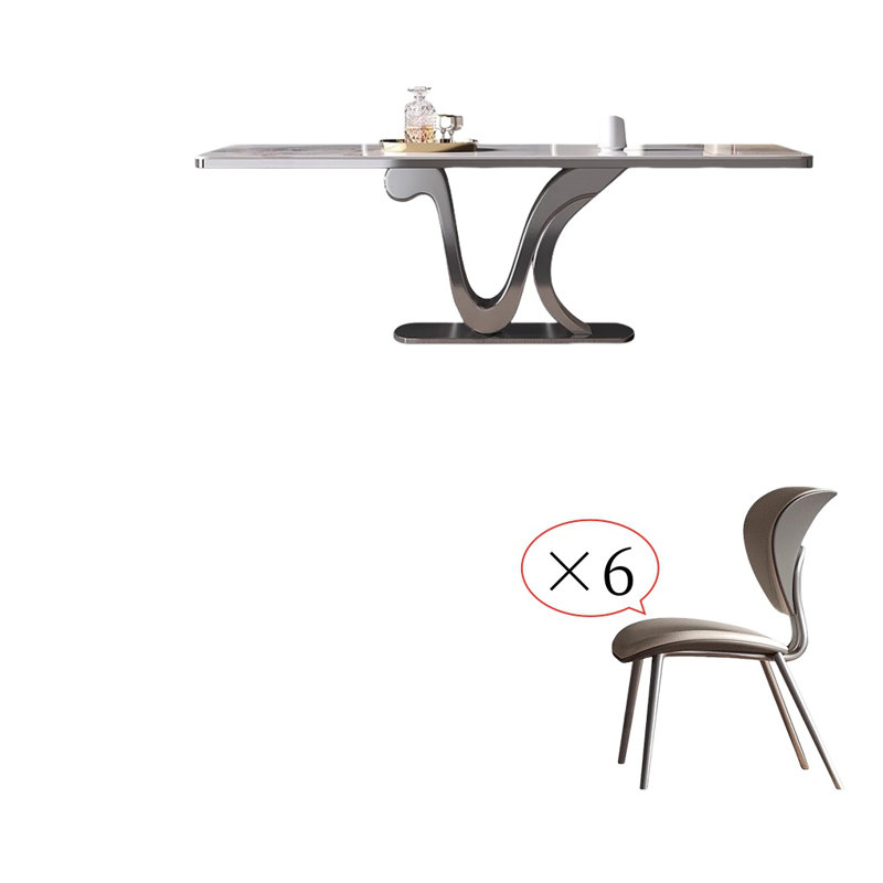 Modern Rectangular Rock Slab Dining Table Sets