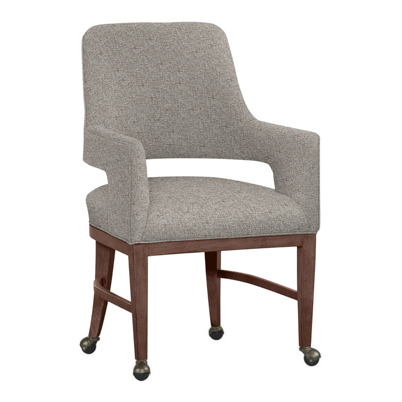 Josie Upholstered Arm Chair, Perigold Montage Onyx, Walnut