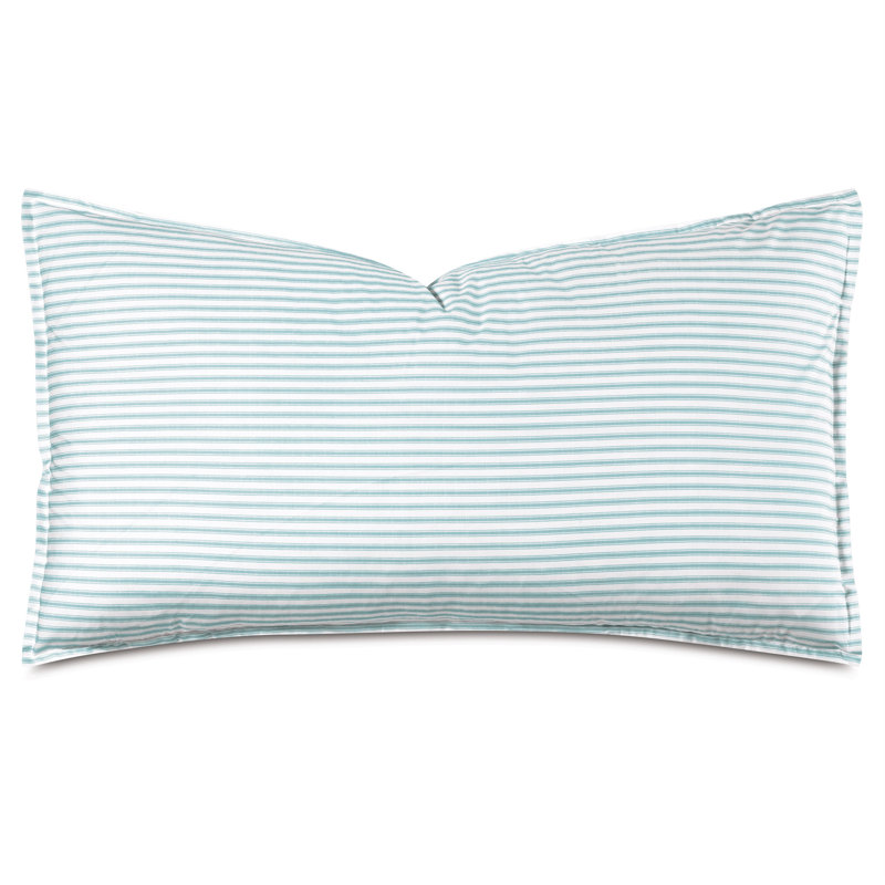 Taie décorative rayée en coton Blass Ticking par Alexa Hampton, Mer, Très grand lit