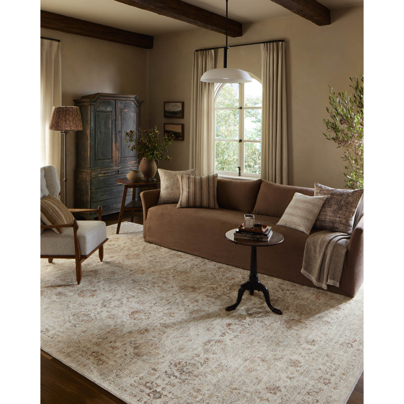Amber Lewis x Loloi Honora Beige / Spice Area Rug, Rectangle 9'6" x 13'