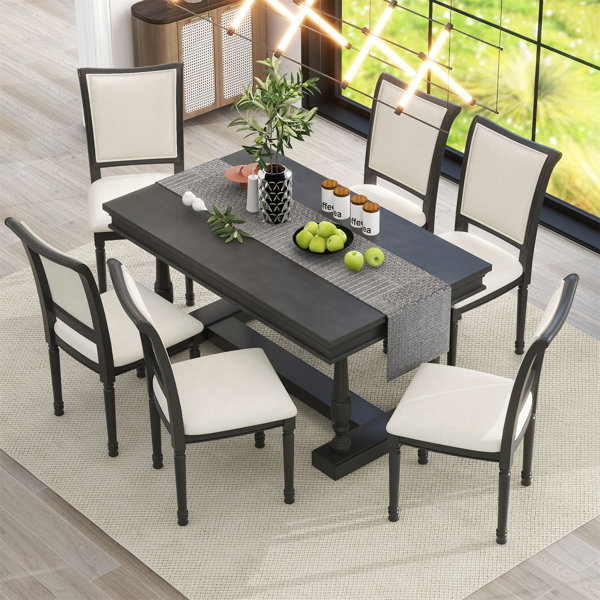 Ophelia & Co. Atlasburg 7 - Piece Trestle Dining Set | Wayfair