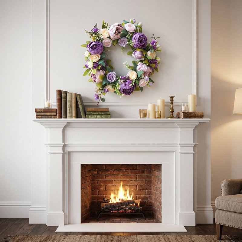 Couronne de pivoines 18 po, Mauve clair