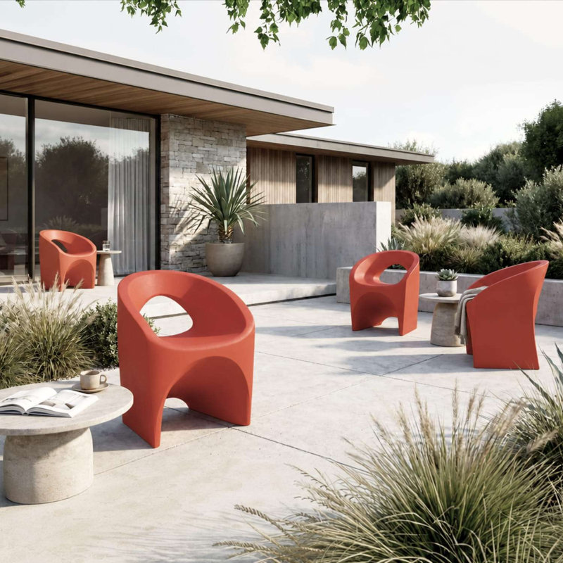 Tramontina Jet 3 Pcs. Polyethylene Lounge Set, Grey, Orange