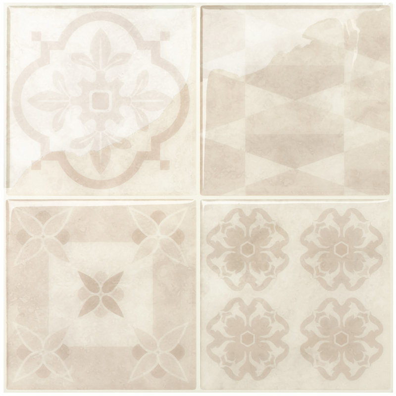 Peel and Stick Gel Backsplash Tile Vintage 9" x 9" (Set of 4)