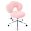 Chaise de bureau à domicile avec pivotement à 360 ° et housse en tissu - rose rotatif confortable-2140256733