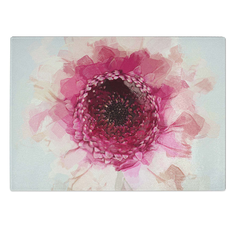Glass Heart of A Pink Gerbera in Abstract Chopping Board, 39 cm W x 28.5 cm L