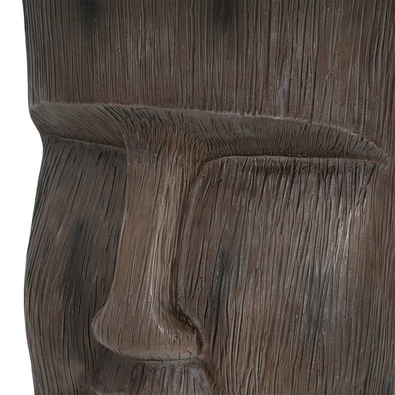 Outdoor Side Table,Easter Island Moai Statue Pedestal End Table Stool,For Home Patio Deck Sunroom Garden Balcony Yard Lawn,Light Grey Color