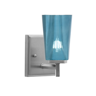 Applique murale Andrijauskaite, fini graphite, 11,4 cm (L) x 16,5 cm (H), verre dégradé bleu