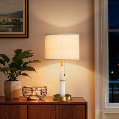 1-Light Round Marble Table Lamp