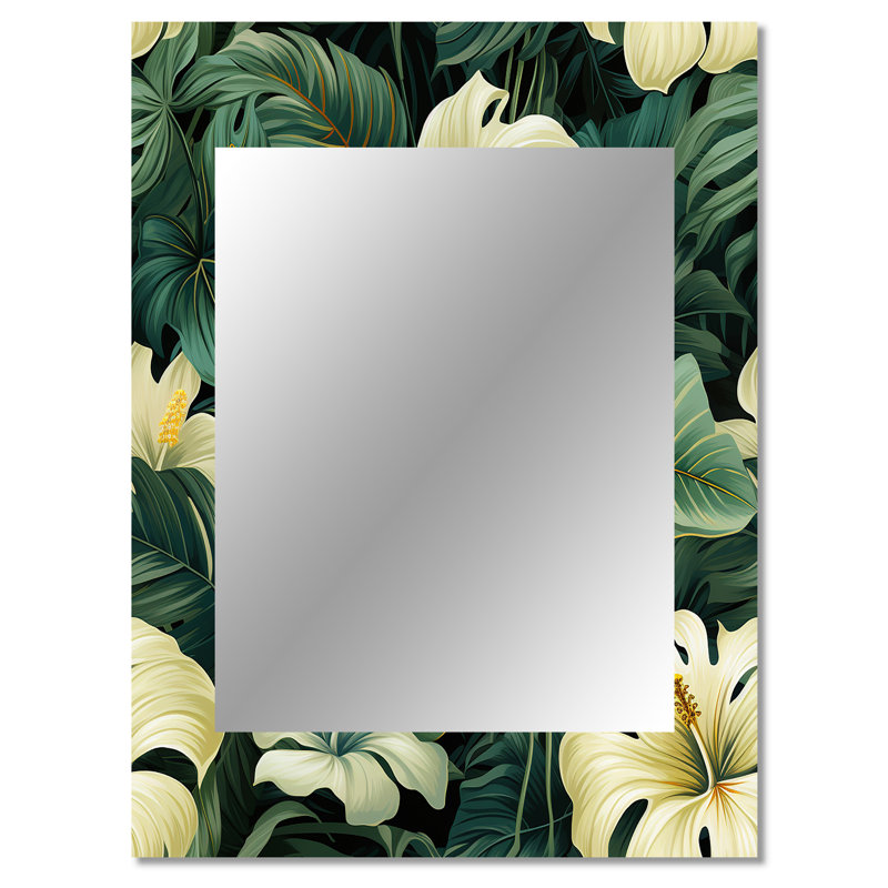 Amiera Monstera Elegance, motif tropical - miroir mural unique, botanique, floral, 40 po x 30 po