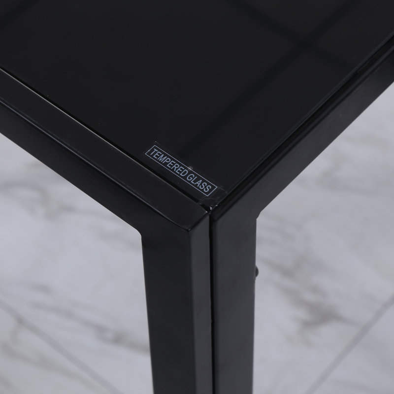 Dilaver Glass Top Metal Base Dining Table