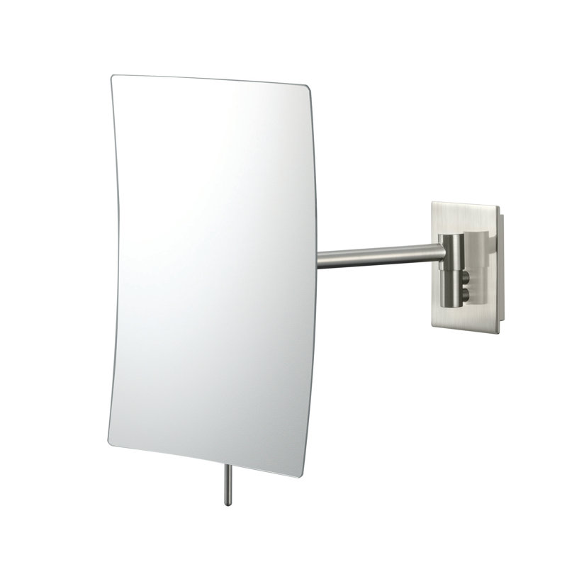 Brushed Nickel Rectangular Wall Mounted Magnifying Mirror