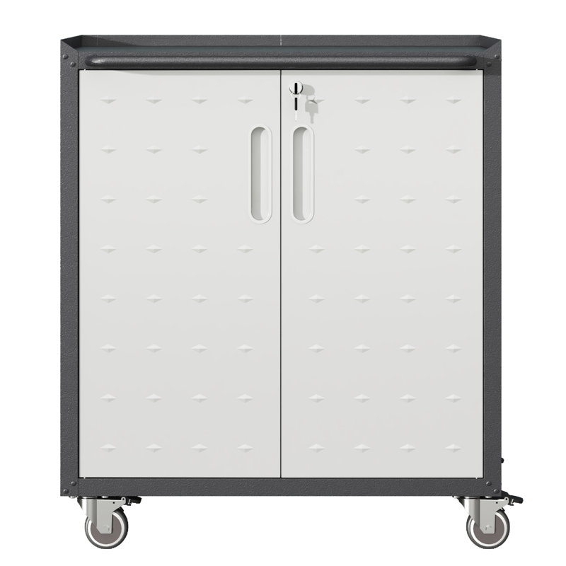 Armoire de rangement en métal robuste avec roulettes Tablettes réglables, verrouillables. Noir et gris Rangement verrouillable 28,94 po x P 16,99 po et H 35,66 po. Spacieux. Rouille, égratignure. +