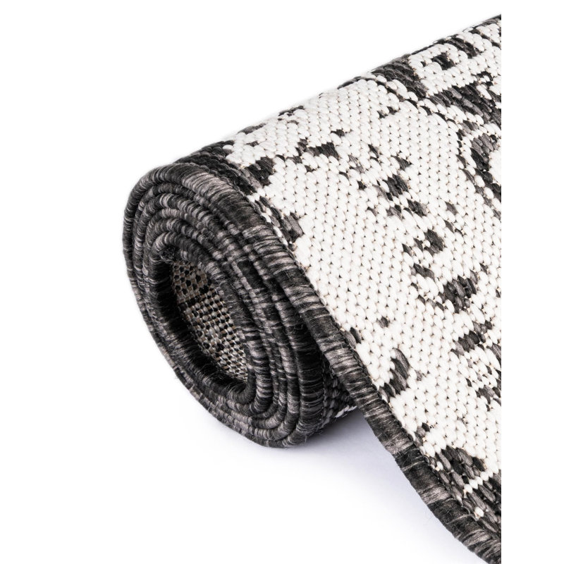 Tapis noir et blanc Contemporary Hitchens, Carré 7 pi 10 po
