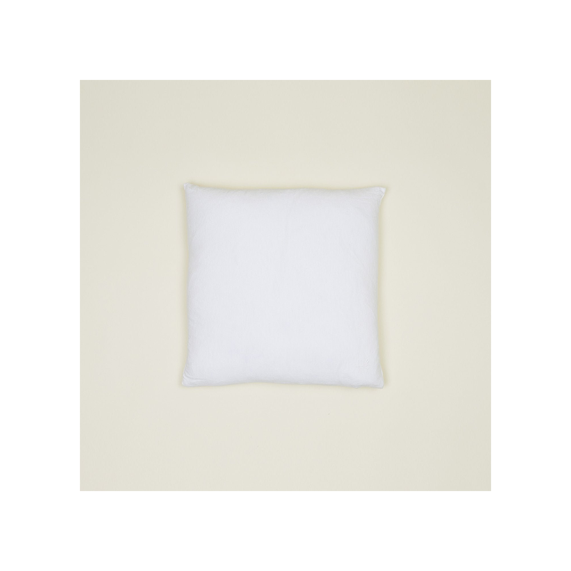 Simple Embroidered Linen Throw Pillow, Square 22", White