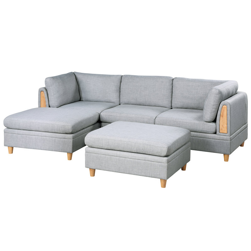 Gris délicat - 5 pièces, tissu orné, bois fabriqué 5 pièces en gris, enveloppé, fabriqué